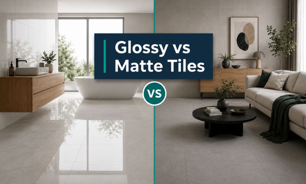 Glossy vs matte bathroom tiles comparison UK